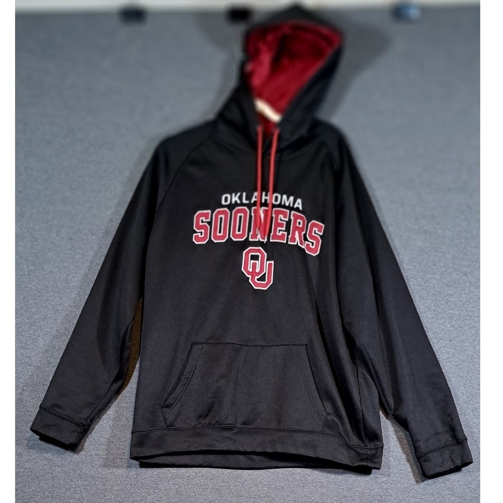 Colosseum Oklahoma Sooners Hoodie Mens XL Black Red OU Pullover NCAA Football
